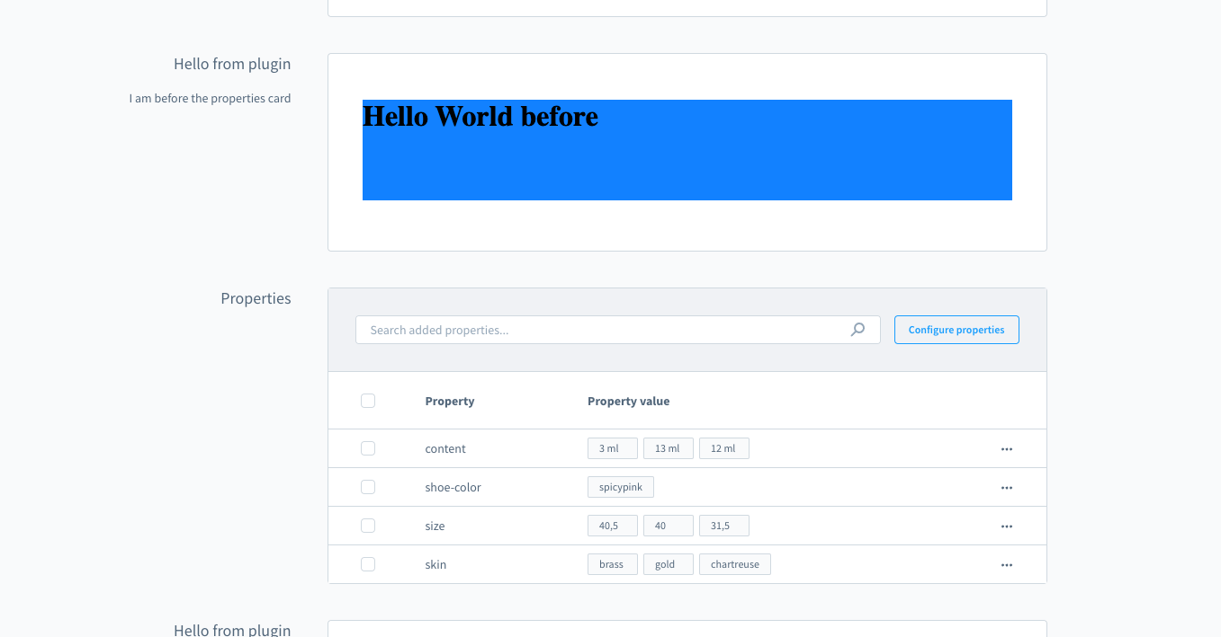 Component Sections screenshot example